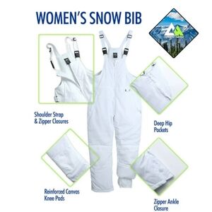 Women's Arctic Hero Insulated Waterproof Snow Bibs - Size Medium White